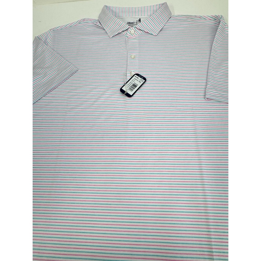 NWT johnnie-O VIK Striped Golf Performance Jersey Polo Shirt Porto Pink Mens XL - Picture 7 of 10